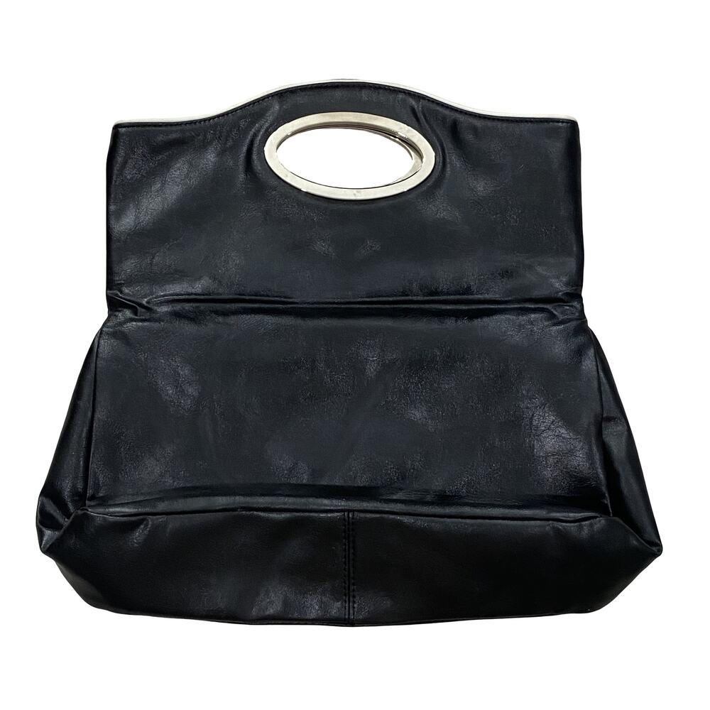 Barneys New York Black Leather Fold-Over Clutch / Shoulder Bag (Missing Strap) - Picture 2 of 8